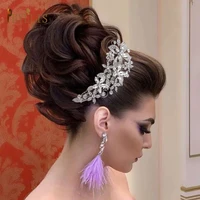 a411 luxury alloy flower wedding hair comb bridal crowns and tiaras wedding hair jewelry rhinestone headband for wedding party