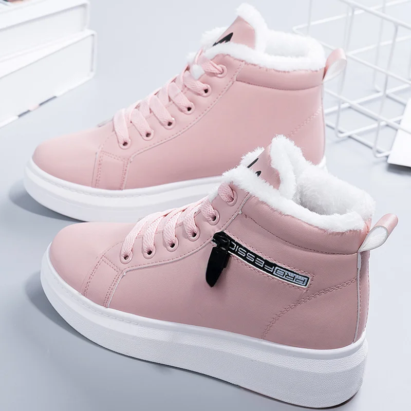 

2023 New Winter Women's Ankle Boots Warm Fur Women's Vulcanized Shoes Sneakers Casual Flat Shoes Lace Up Women Girls' Snow Boots