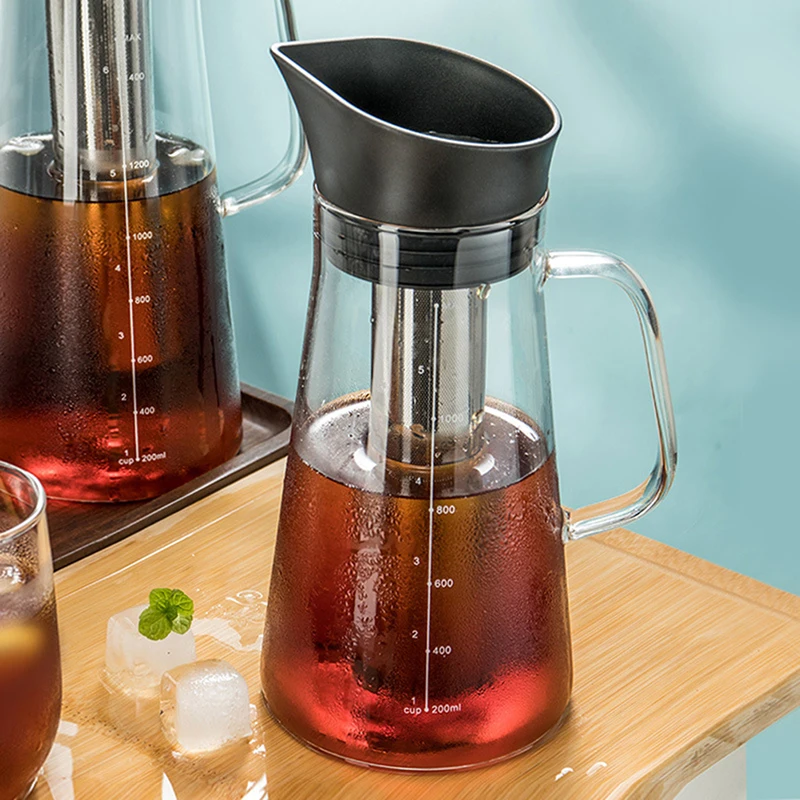 

1200ml Cold Brew Coffee Pot Large Capacity Water Jug Glass Milk Juice Coffee Pot With Filter For Home Supply