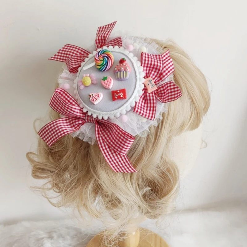 

Sweet Hair Accessories Women Students Photoshoot Cosplay Hair Clip Bowknot Hat Shape Hair Barrettess Delicate Hair Clip