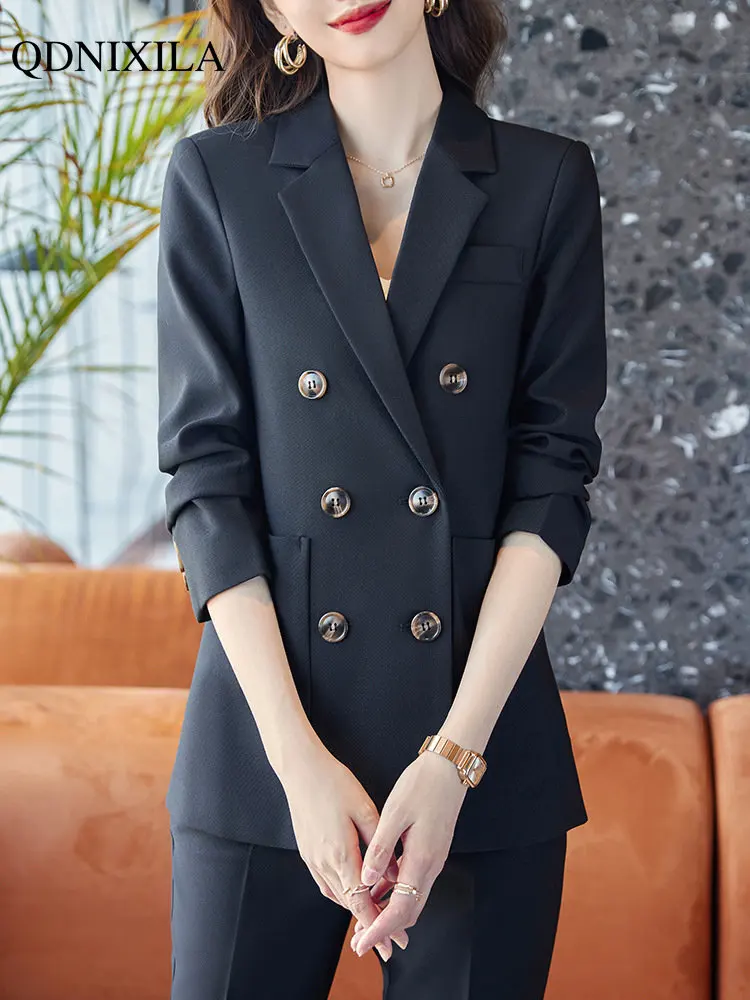 2023 New Women's Suit Jacket Blazers Pants Sets Fashion Office Luxury Elegant Chic 2 Pieces Set Outfit Trouser Suit Matching Set