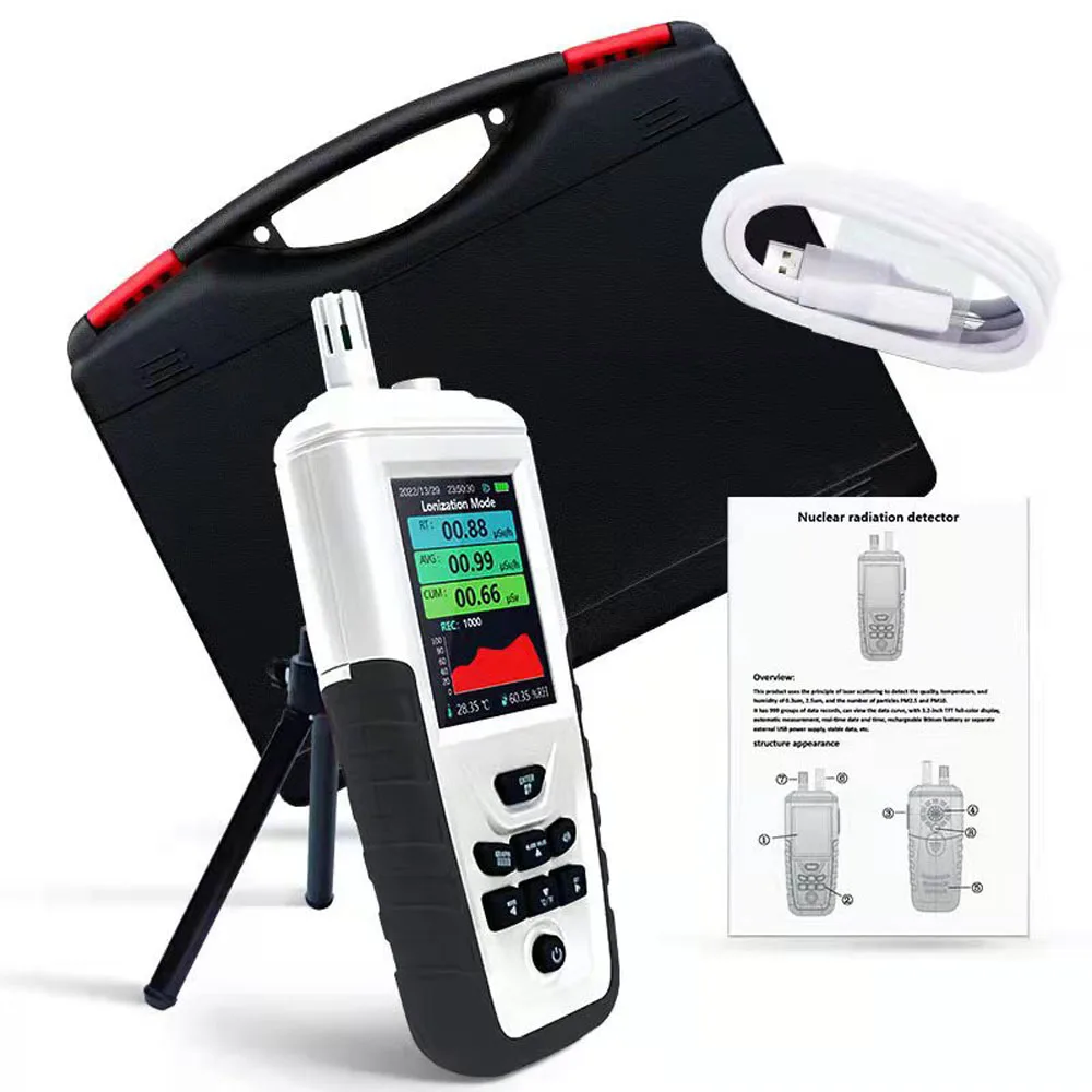 

Nuclear Radiation X α β γ Rays Detector Electromagnetic Radiation Detection Device Real Time Monitoring With 3.2inch LCD
