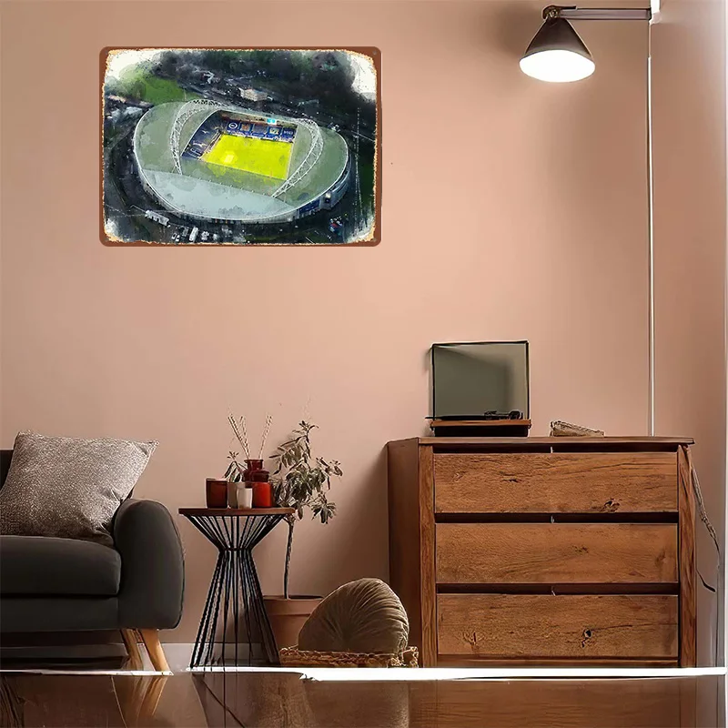 Фото Персонализированный 3D-постер Amex Stadium из текстурированного металла, винтажные жестяные таблички для роскошного декора, аксессуары для домашнего интерьера №4