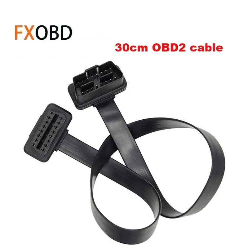 Плоский тонкий 16-контактный OBD-удлинитель OBD2 16-контактный ELM327 Стандартный коленчатый OBDII-удлинитель кабеля для использования GPS-трекера