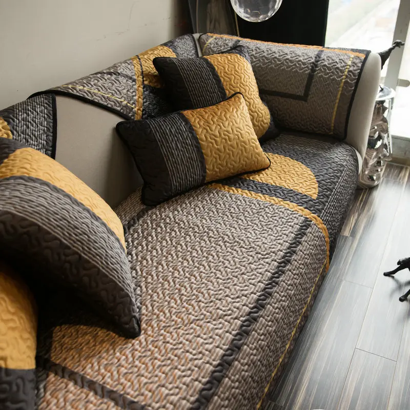 High End, Luxurious Fashionable Sofa Mat All-season Universal Anti Slip Sofa Mat Nordic Simple Fabric Short Plush Hair Mat