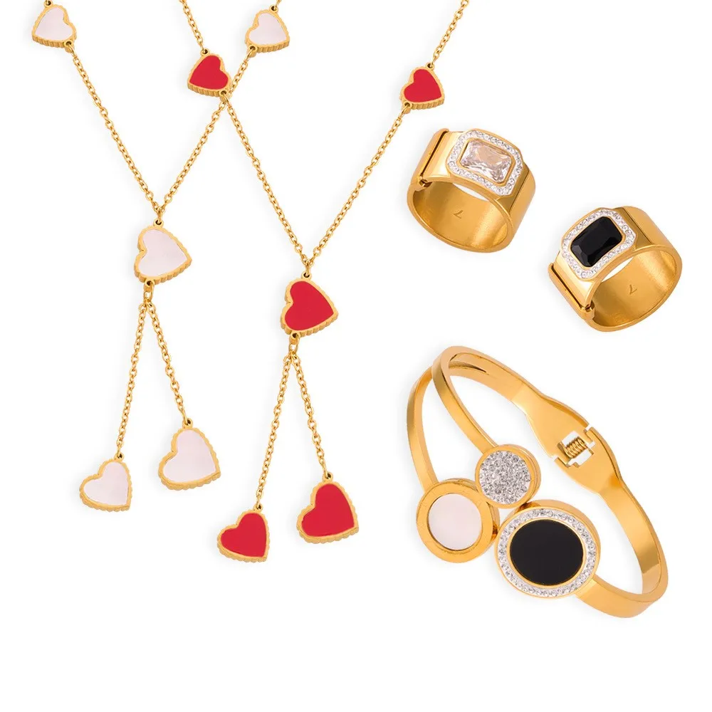 Женский комплект из колье и серёг нержавеющей стали