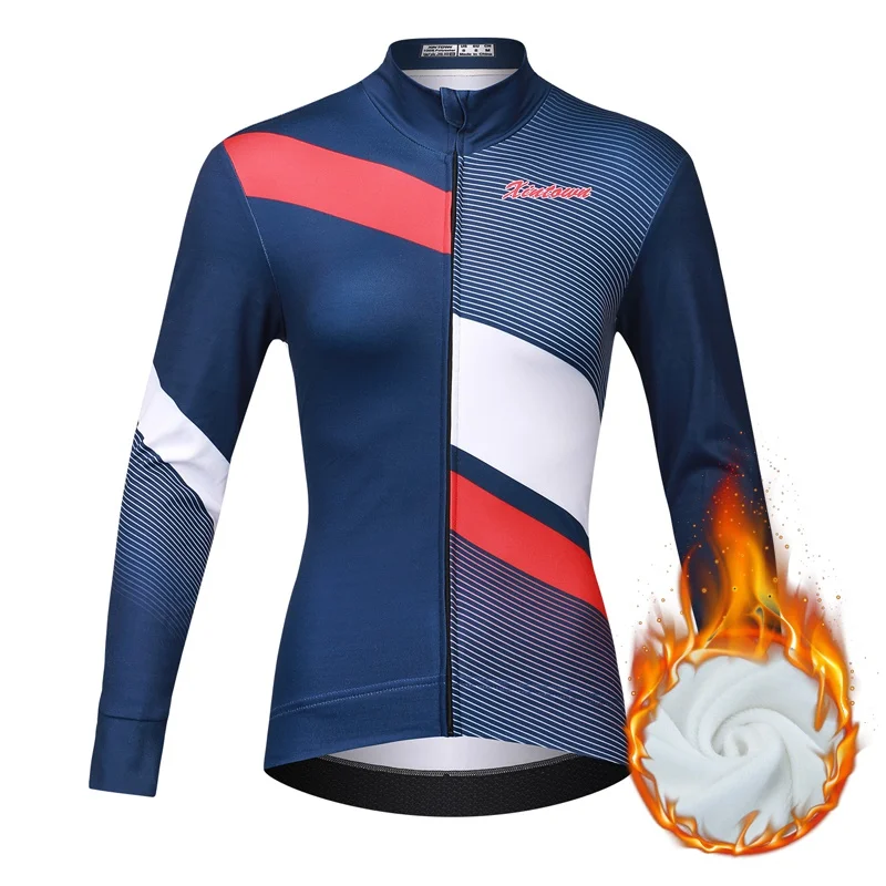 

Winter Fleece Riding Bicycle Jersey Women Cycling Clothing Keep Warm Long Sleeve Bicycle Shirt