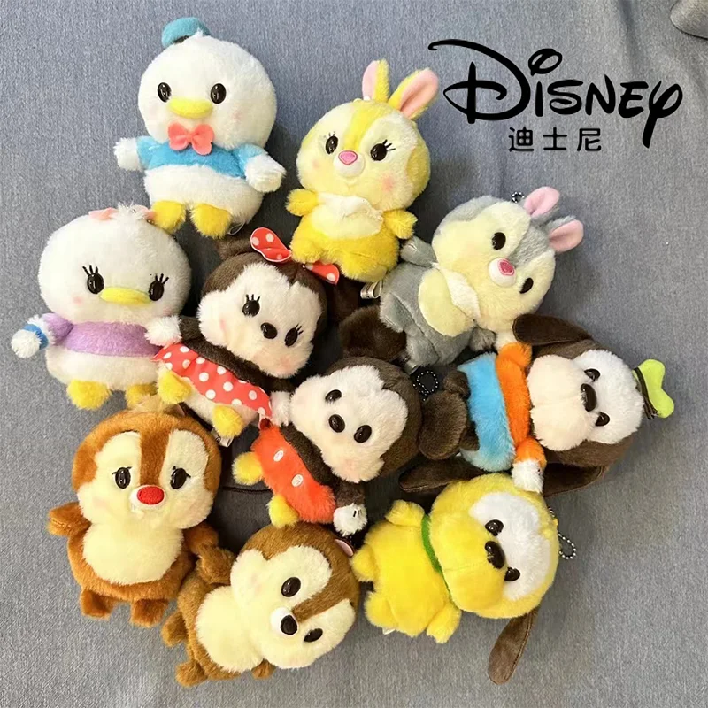 10cm Disney Cartoon Donald Duck Mickey Minnie Plush Toy Q Ver Lovely Pluto Goofy Stuffed Plushie Backpack Pendant Kid Decor Gift