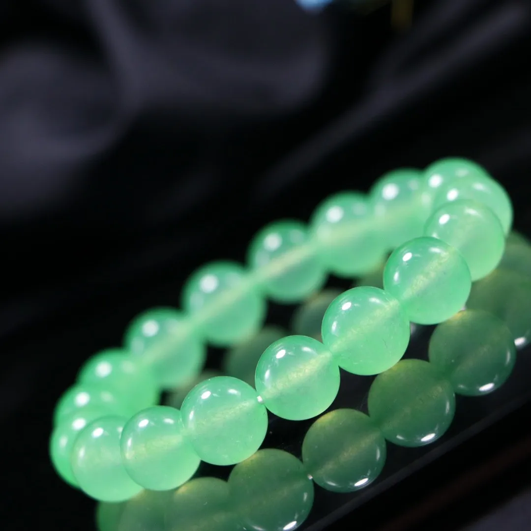 

Green Jade Bracelet Men Women Fine Jewelry Genuine Myanmar Jadeite Natural Stone Beads Elastic Beaded Bracelets Jades Bangles