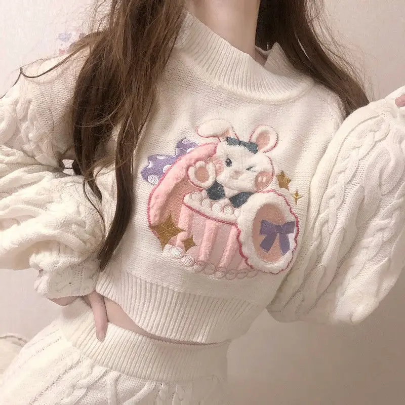 

Fashion Winter Girl Jumper Harajuku Women's Sweater Kawaii rabbit Loose Casual Pullover Female Streetwear Knit Sweater Mujer top