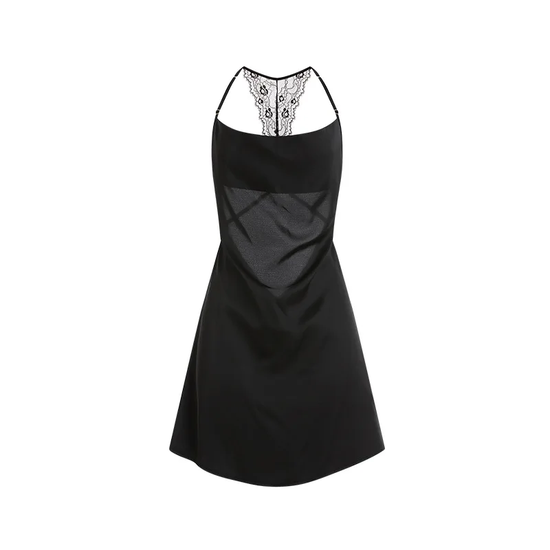 Sexy pajamas Nightgowns Lace backless thin satin sleepwear suspender nightdress for women Homewear Lingerie