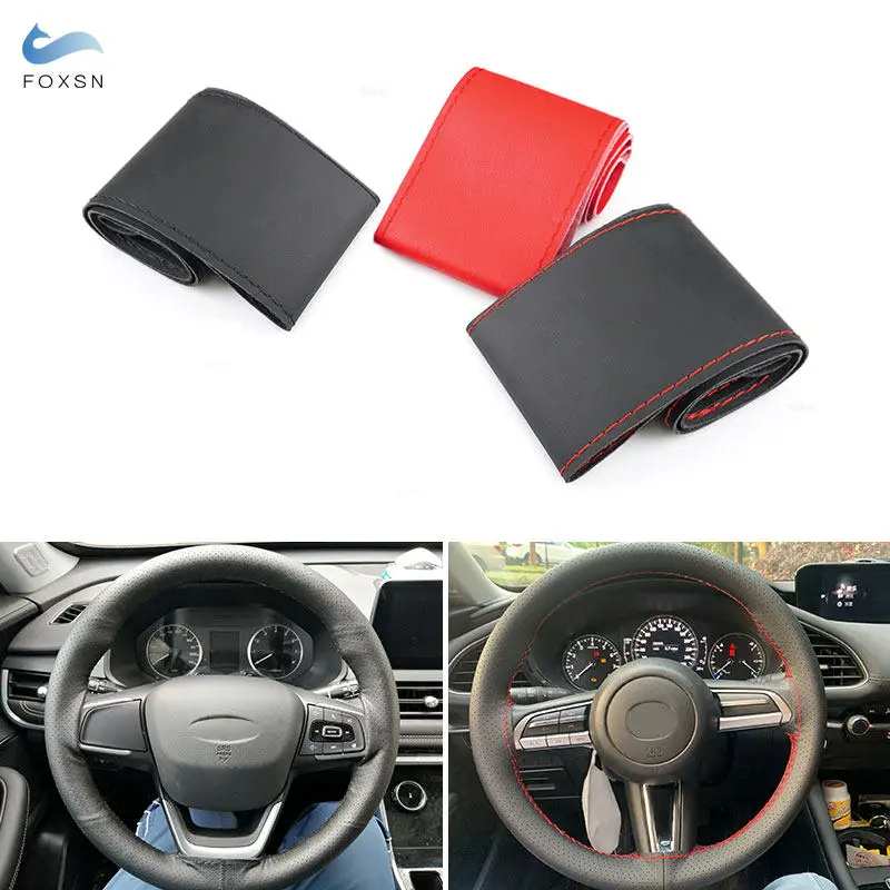 

Универсальный чехол рулевого колеса 36 см 38 см 40 см Ручное шитье из микрофибры для автомобильного стайлинга интерьера с иглами и нитками в ко...