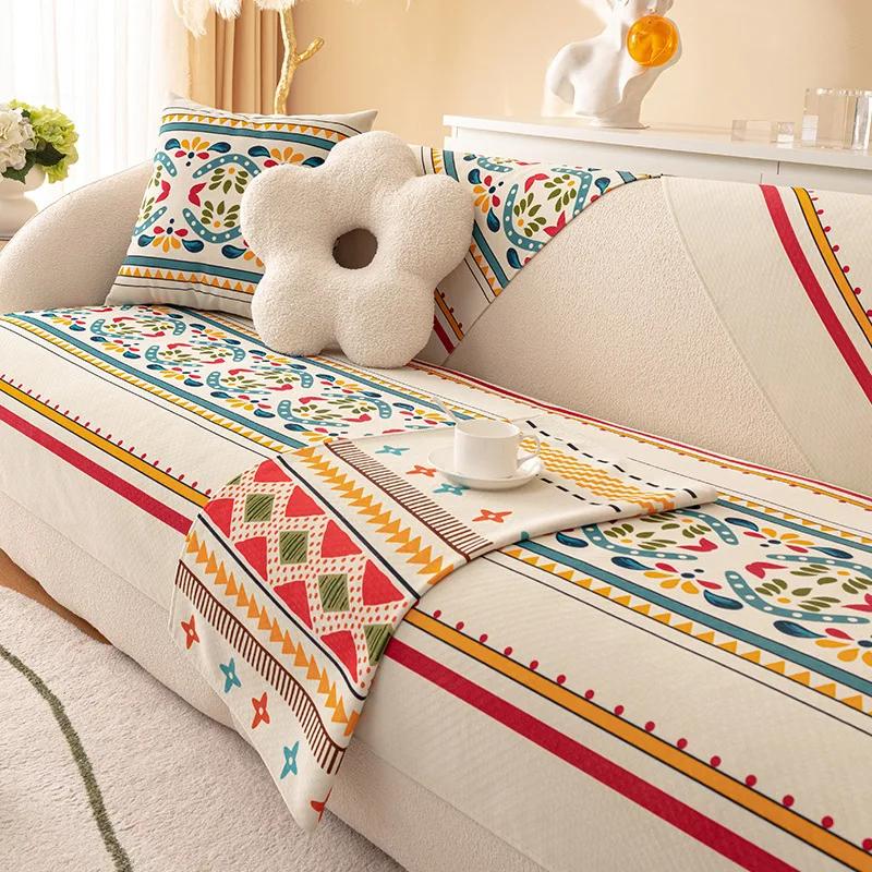 

Northern Corduroy Sofa Cover Cushion Four Season Printing Non-Slip Simple Living Room Leather Sofa Cover Backrest Armrest Towel
