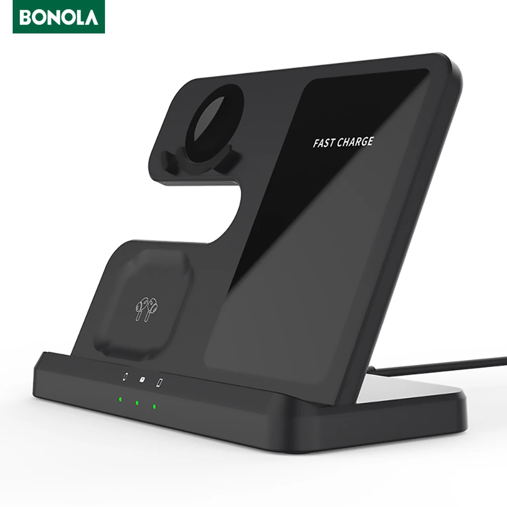 

Bonola Qi 3 in 1 Wireless Charger Desk Stand for Samsung S21/Galaxy Z Flip 15W Fast Wireless Charging for Galaxy Watch/Earbuds