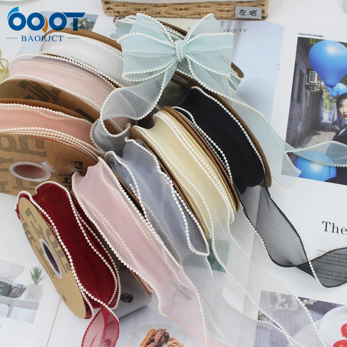 

Фатиновая жемчужная кружевная лента для оформления свадебных фотосессий и поделок своими руками