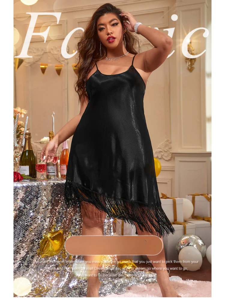 Sexy tassel suspender dress casual pajamas womens plus size summer dresses party dress