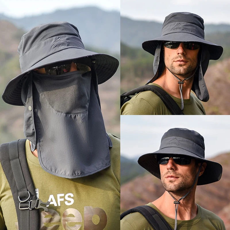 Купи Multipurpose Outdoor Climbing Fishing Tourism Brim Sun Fisherman Hat Summer Men Bucket Hat Sun Protection Cap за 228 рублей в магазине AliExpress