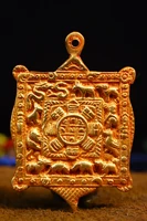 3 tibetan temple collection old purple bronze gilt gem cross vajra jiugong gossip card amulet pendant town house exorcism