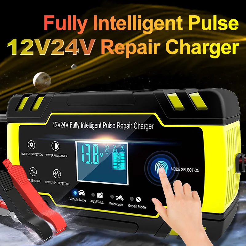 

12V 8A 24V 4A Full Automatic Battery-chargers Digital LCD Display Car Battery Chargers Power Puls Repair Chargers Wet Dry Lead