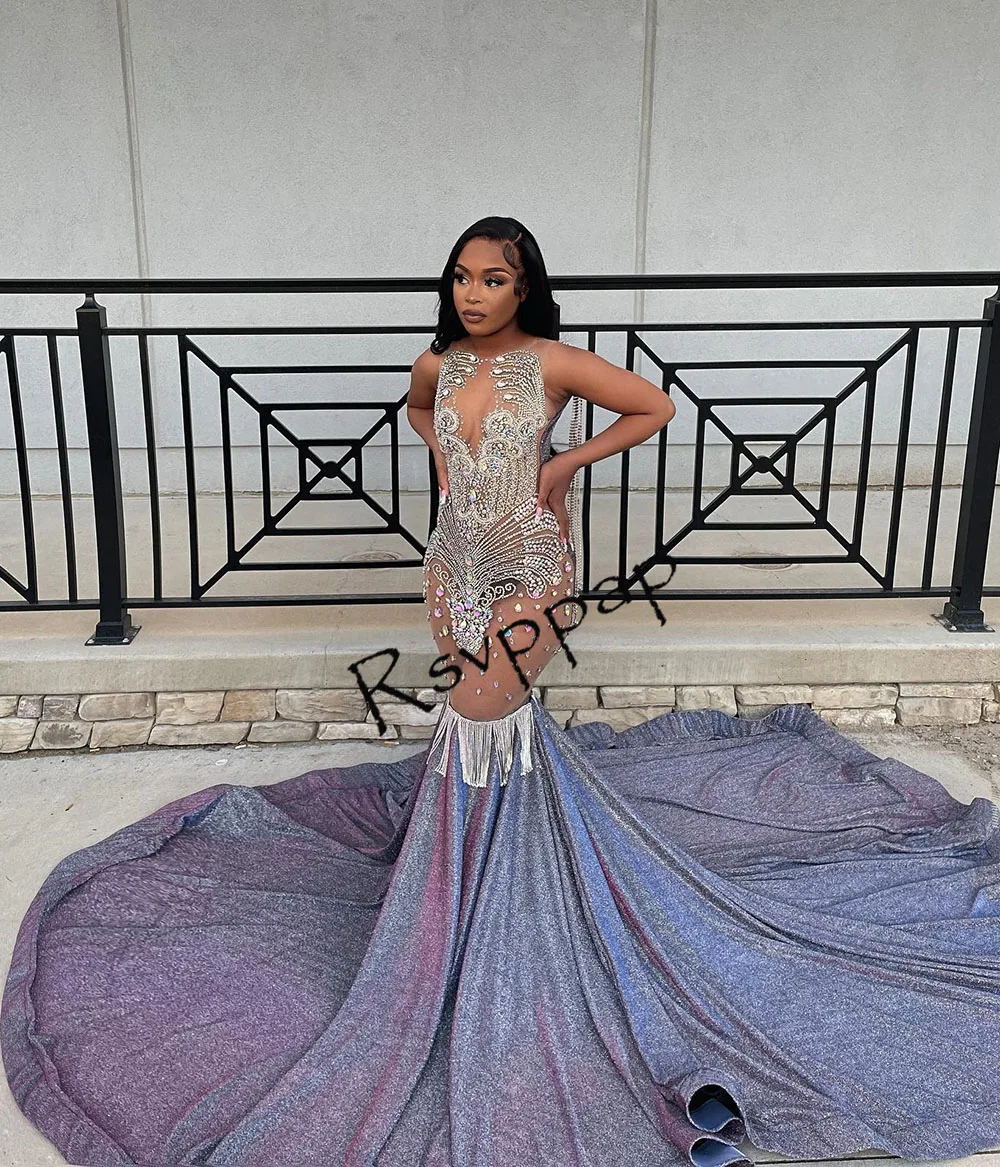 

Сексуальные длинные женские блестящие платья, Изысканный Прозрачный Топ, тяжелая ручная работа, со стразами, Русалка, черные платья для выпускного вечера для девушек, 2023