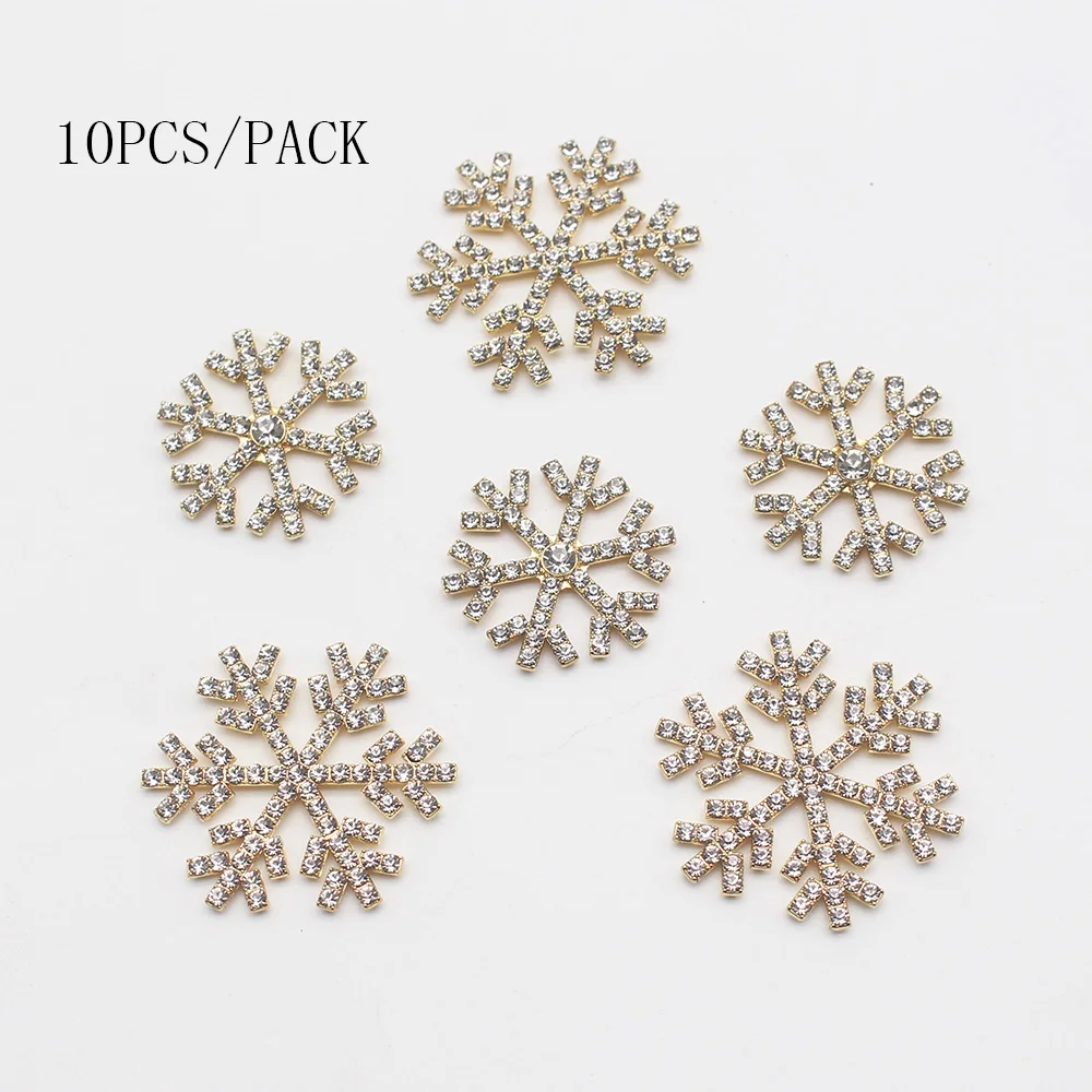 10 шт снежинка Стразы плоская Нижняя кнопка металлическая кнопка праздничный декор для вечеринки «сделай сам» разные размеры золотой цвет ювелирные аксессуары