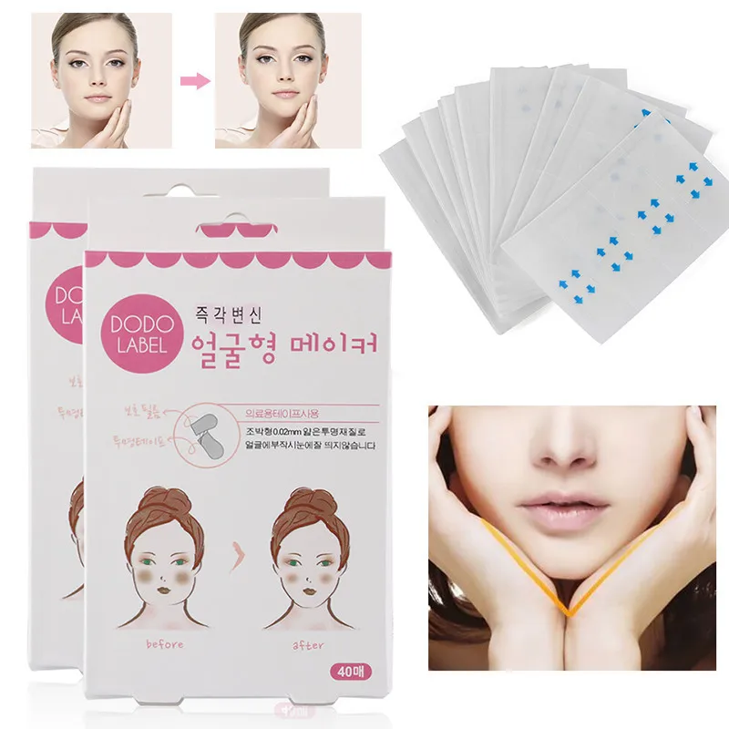 40 шт./компл. наклейки для подтяжки лица невидимые тонкого V-образные кожи