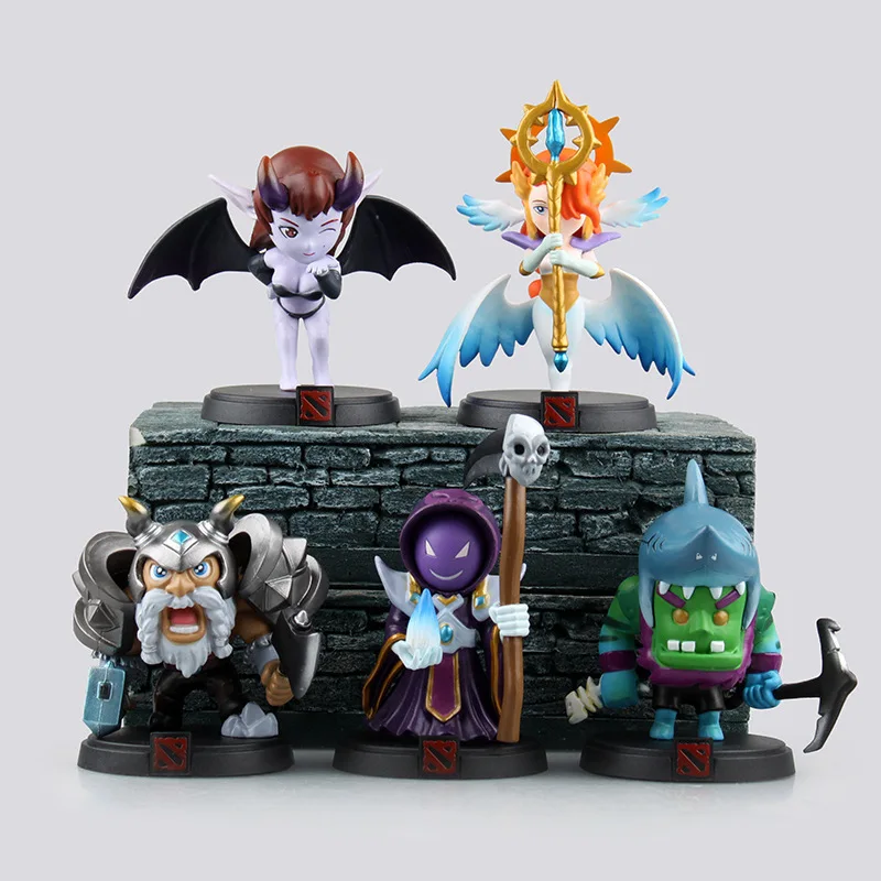 

5pcs Dota 2 Game Figure Defense of The Ancients Zeus Skywrath Mage The Queen of Pain Death TideHunter Boxed PVC Toys 2023