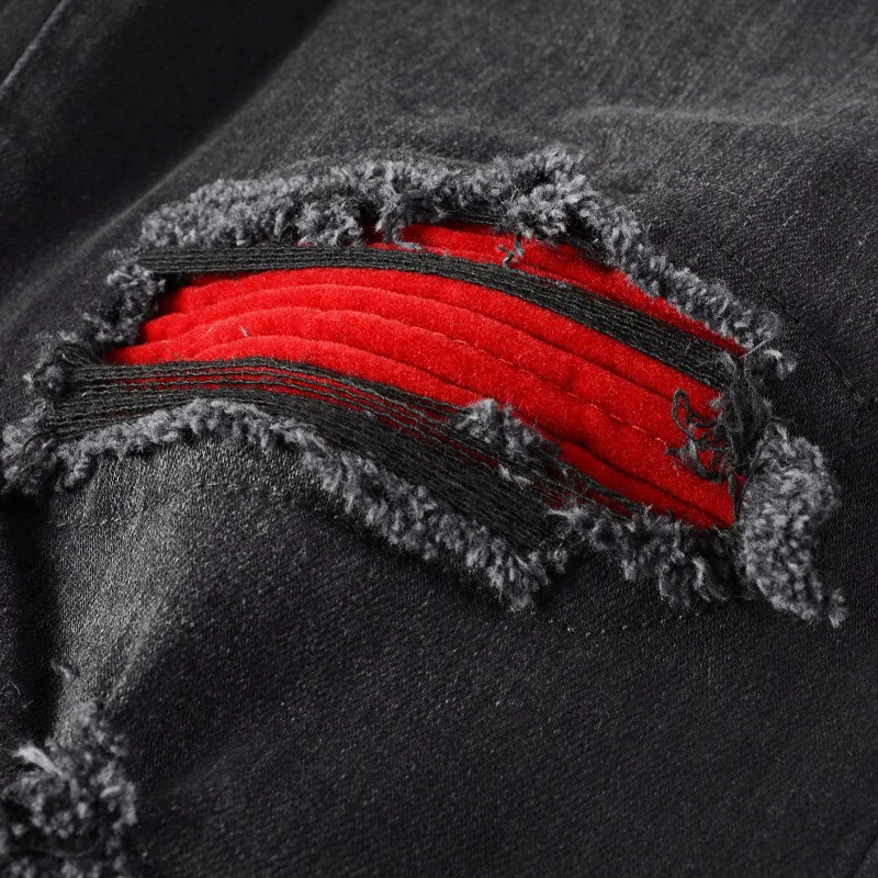 Джинсы мужские рваные стрейчевые уличная одежда брюки скинни из потертого