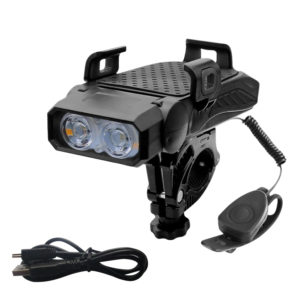 

Bicycle LED Light Rainproof USB with Mobile Phone Bracket Bike Headlight Flashlight Warning Lamp Digital Display