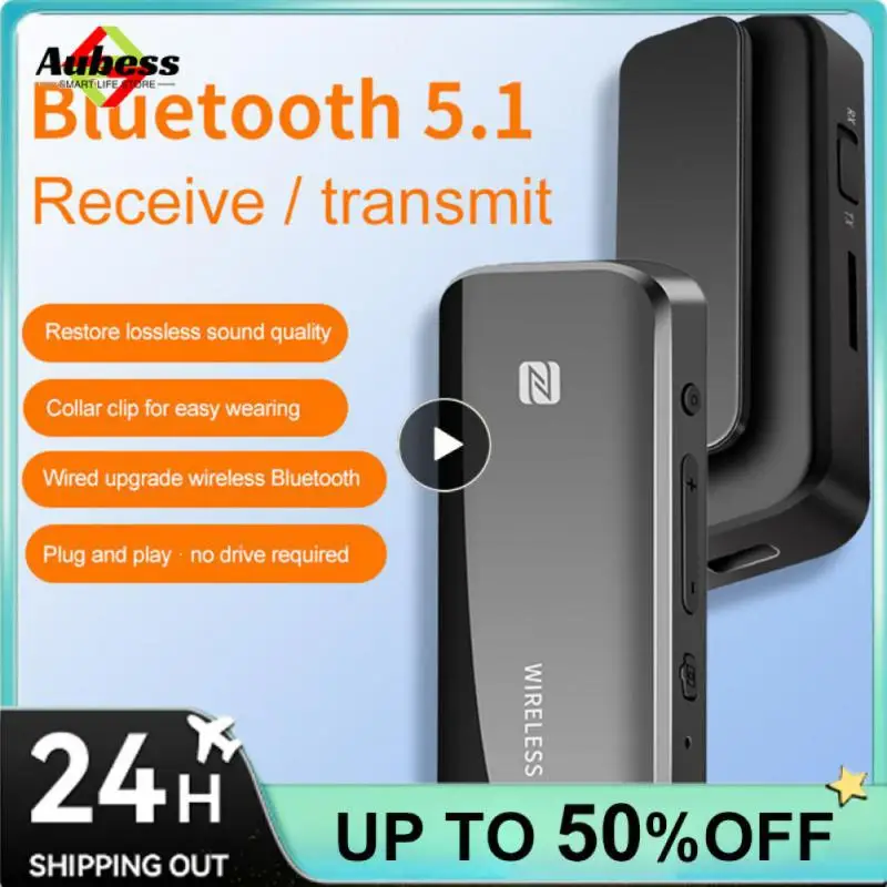 

Stereo Audio Type C Charging 5.0 Aux Adapter Audio Receiver Transmitter For Car Pc Tv Headphones Nfc Tf Card 3.5mm