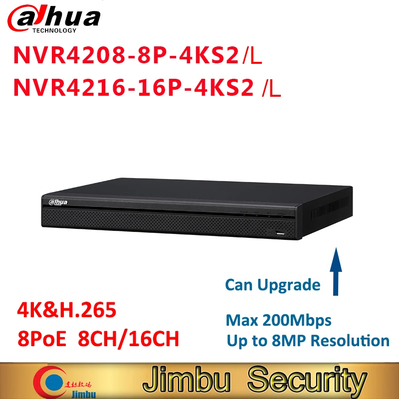 

Dahua 4K NVR NVR4208-8P-4KS2/L NVR4216-16P-4KS2/L 8ch 16ch 8 Poe ports video recorder Up to 8MP Resolution cctv security system