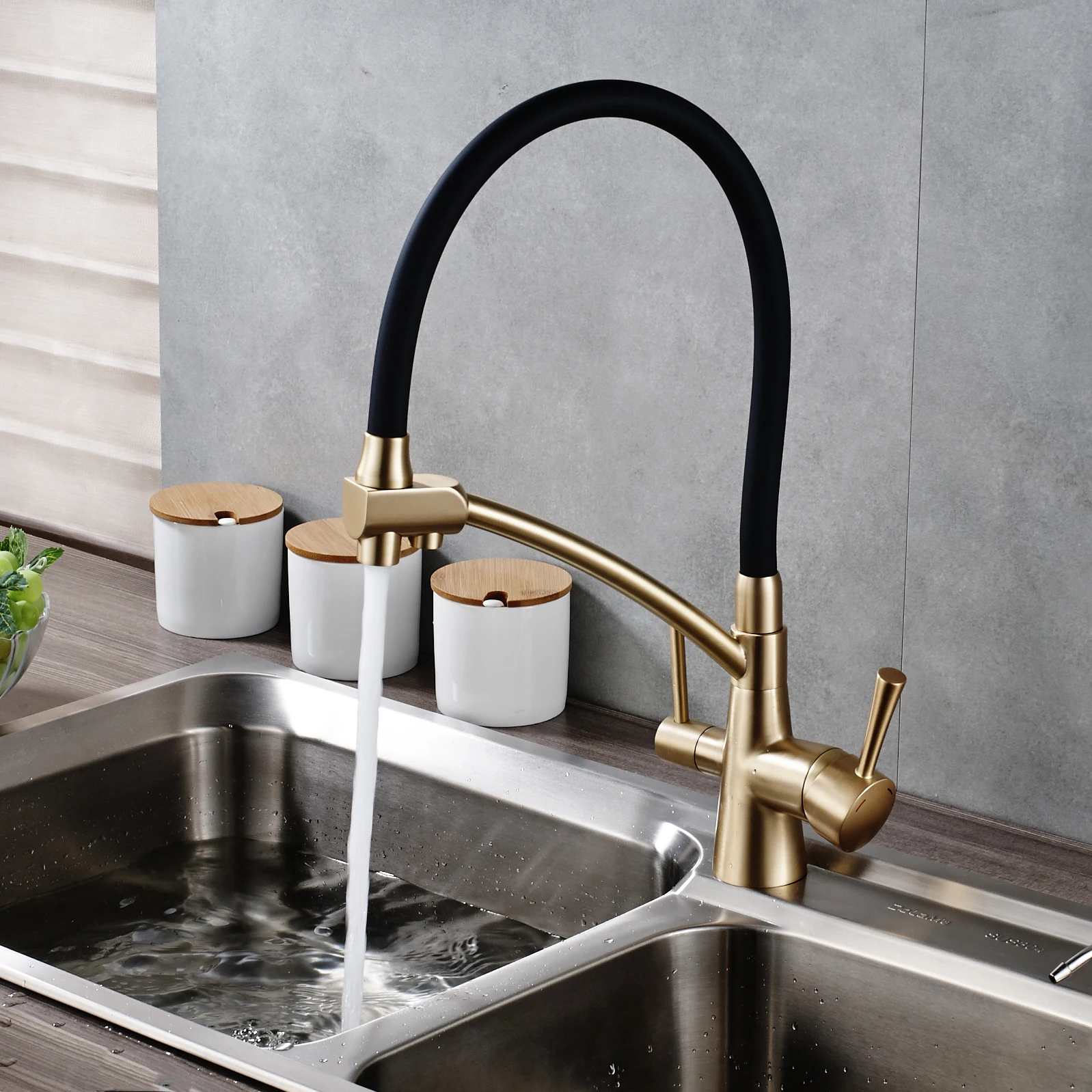 

Brand New Kitchen Sink Faucet Tap Pure Water Filter Mixer Crane Dual Handles Purification Kitchen Hot and Cold Faucet