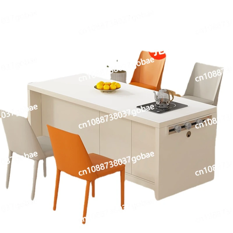 ZC Французский кремовый стиль Каменная плита Обеденный стол Островный Один