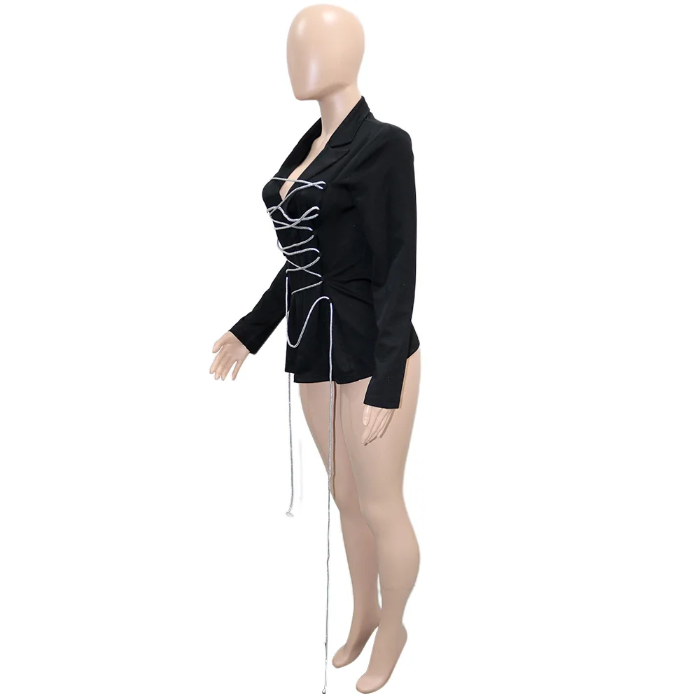 2022 Модный повседневный пиджак на бретельках Женский однотонный облегающий