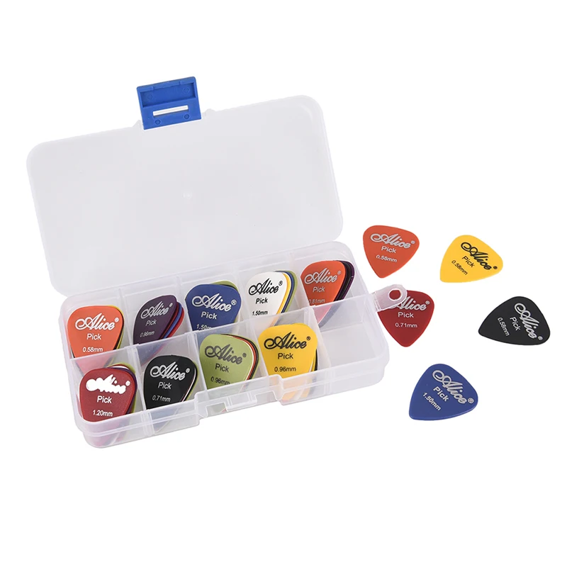 

50pcs electric guitar picks mix 0.58/0.71/0.81/0.96/1.2/1.5mm thickness boxed guitars accessories Musical instrument accessories