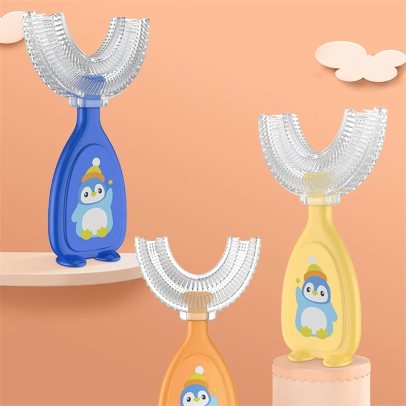 

Children U Shape Toothbrush Soft Silicone Training Teeth Cleaning Whole Mouth Teethbrushes 360° Oral Tooth Clean for 2-12 Years