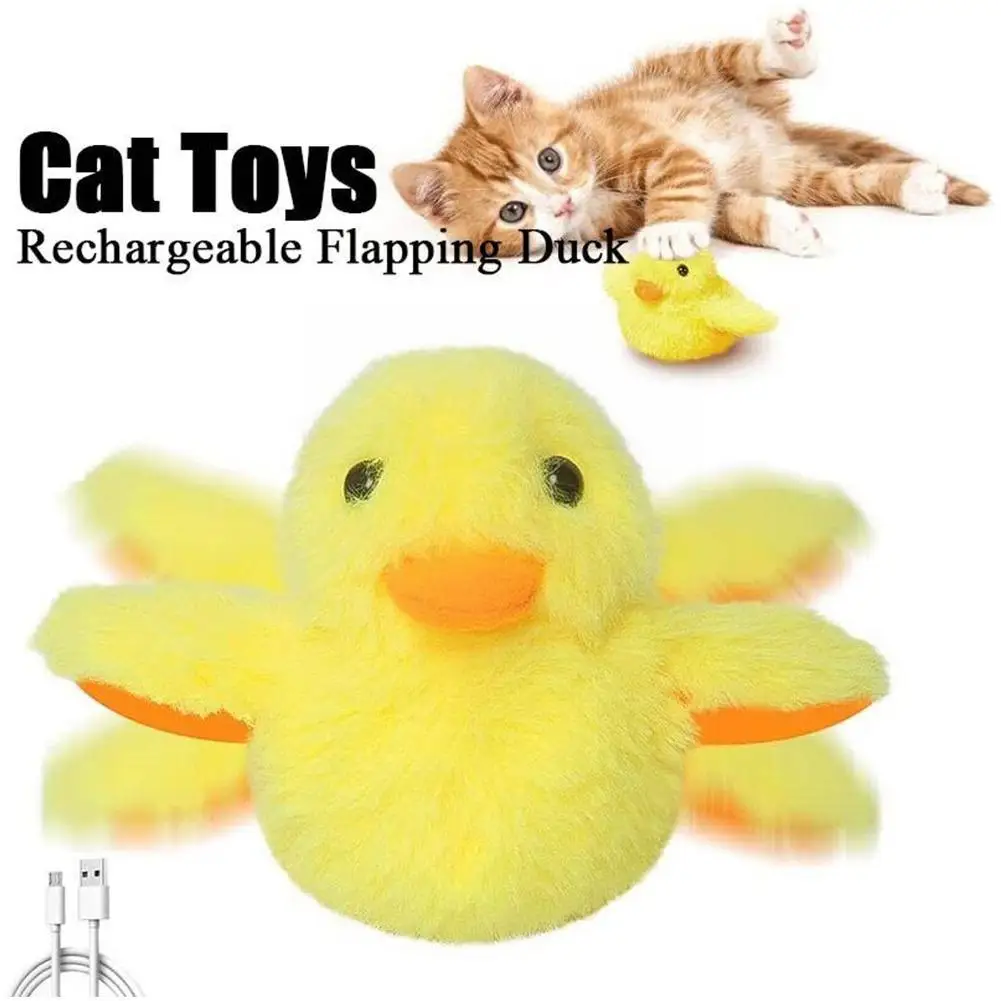 

Electric Flapping Duck Interactive Cat Toys USB Rechargeable Yellow Toy Catnip Vibration Cat Ducks Plush Sensor Washable wi C0M9