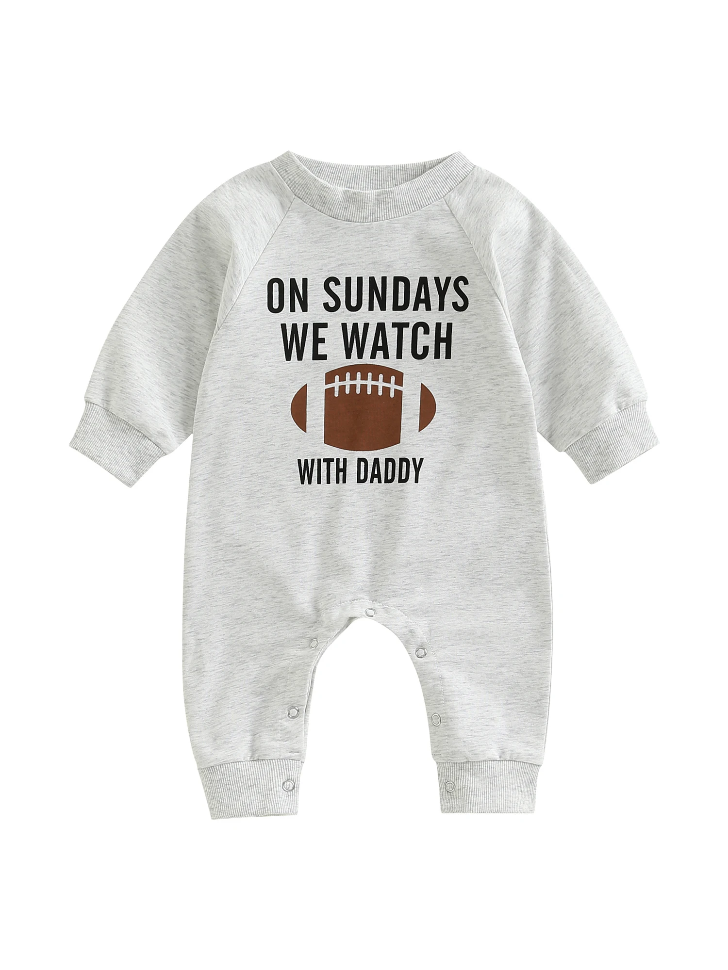 

Infant Baby Boys Girls Watch Football With Daddy Mommy Romper Long Sleeve On Sunday Jumpsuits Fall Playsuit