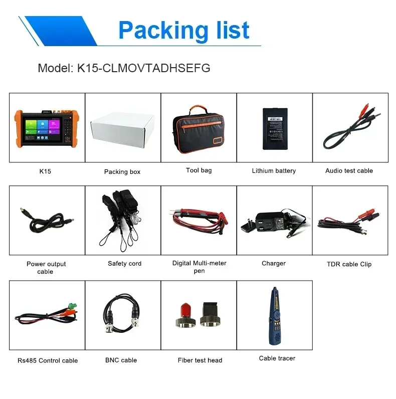 K15 7-дюймовый IPS сенсорный экран тестер видеонаблюдения SFP оптический модуль