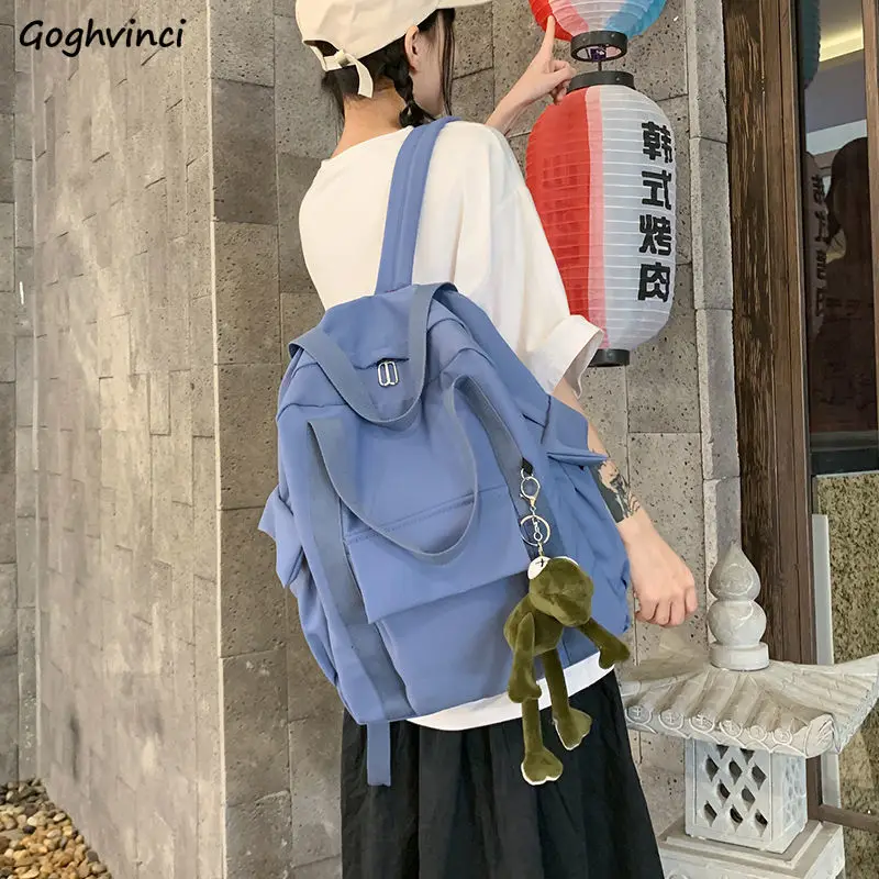 

Backpacks Women Travel Multi-storage Solid Shoulder Bag Womens Schoolbags Students Chic Ulzzang Fashion Casual Multi-function