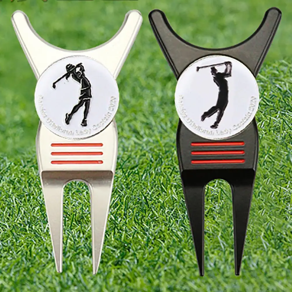 

Compact Golf Fork Rustproof Reusable Divot Tool Golf Green Fork Divot Tool for Golf Course Golf Pitch Mark