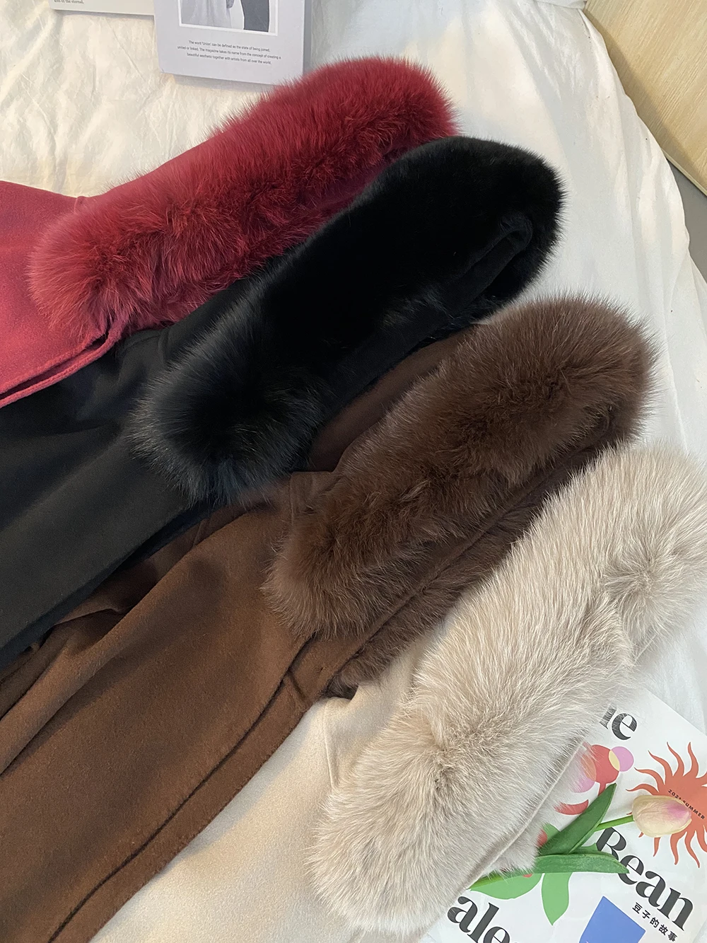 FURYOUME 2022 Winter Real Fur Coat Women X-long 100% Wool Jacket Luxury Streetwear Natural Fox Fur Collar Detachable Belt enlarge