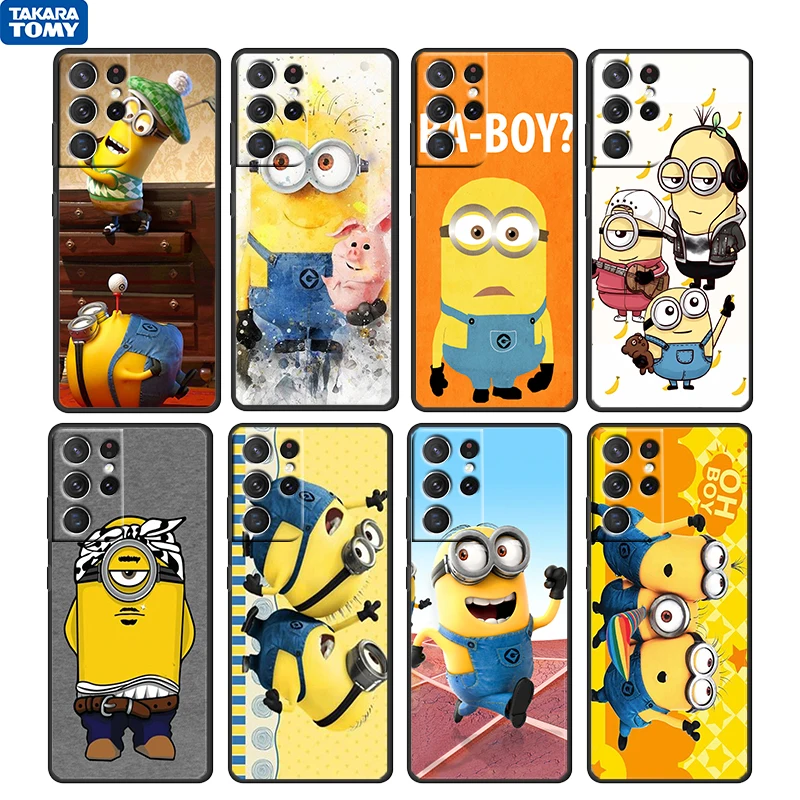 

Cartoon Bob Minion For Samsung Galaxy S22 S21 S20 Ultra Plus Pro S10 S9 S8 S7 4G 5G Soft Black Phone Case Funda Capa Cover Shell