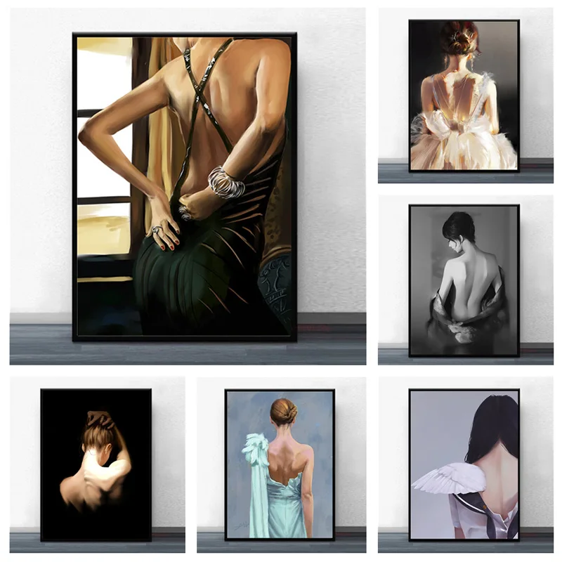 

Abstract Sexy Women Body Naked Back Canvas Painting Figure Art Posters and Prints Wall Art Pictures for Living Room Home Decor