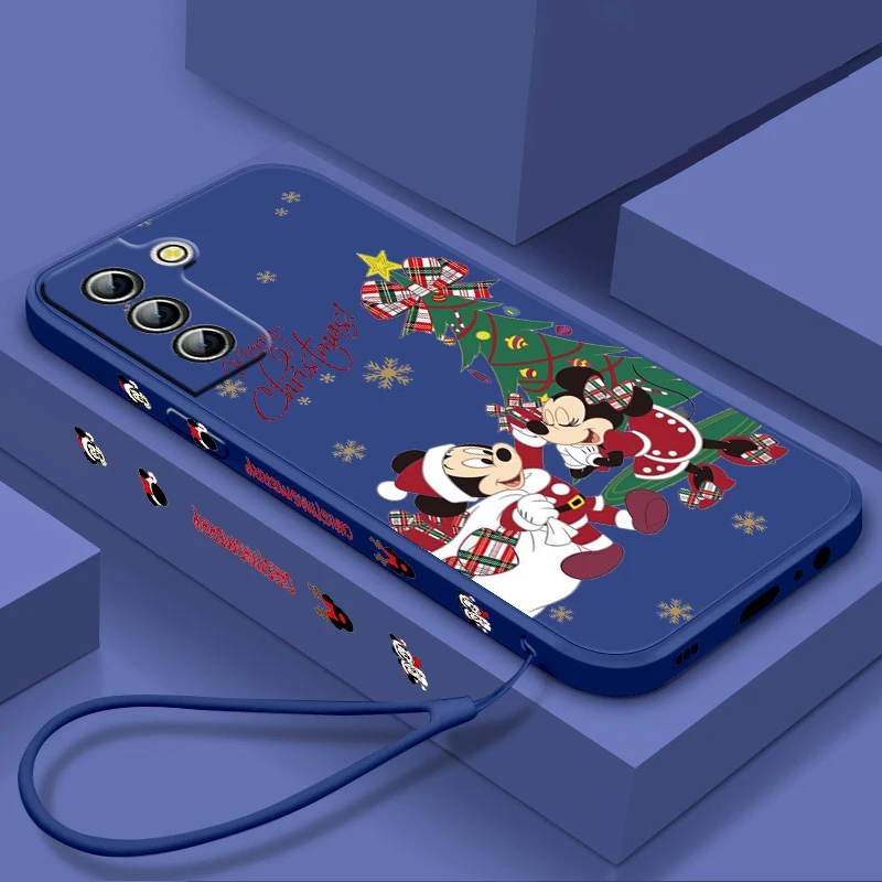 

Christmas Mickey Friend Phone Case For Samsung Galaxy S23 S22 S21 S20 S10 S9 Ultra Plus Pro FE Liquid Left Rope Phone Case Cover
