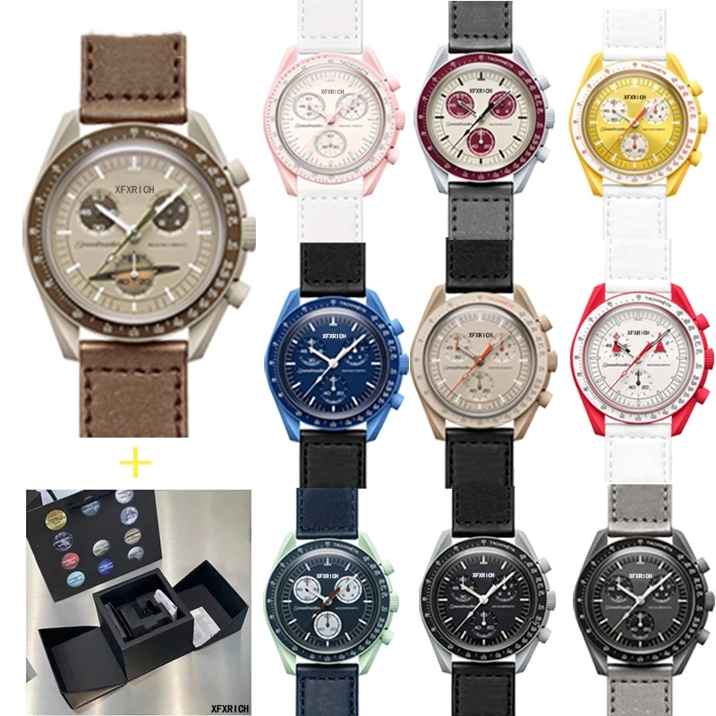 

Оригинальный бренд AAA в оригинальной коробке, мужские многофункциональные часы в виде Луны из пластика, мужские часы с хронографом, часы с изображением планеты