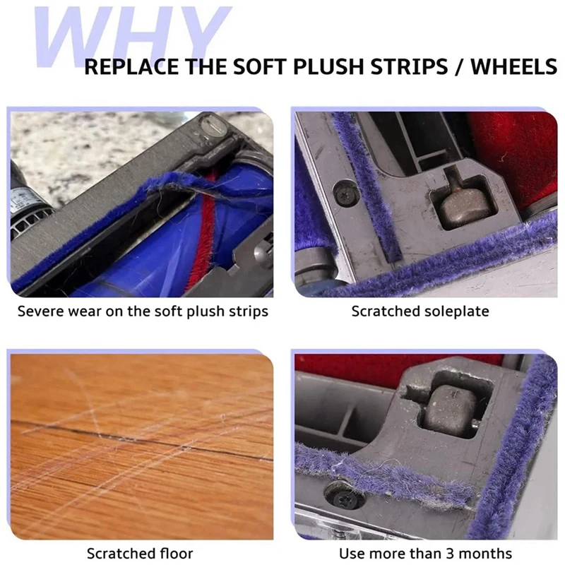 8X ролики и оси колеса с прямым приводом головка для пылесоса Dyson V6 V7 V8 V10 V11 V15 DC58