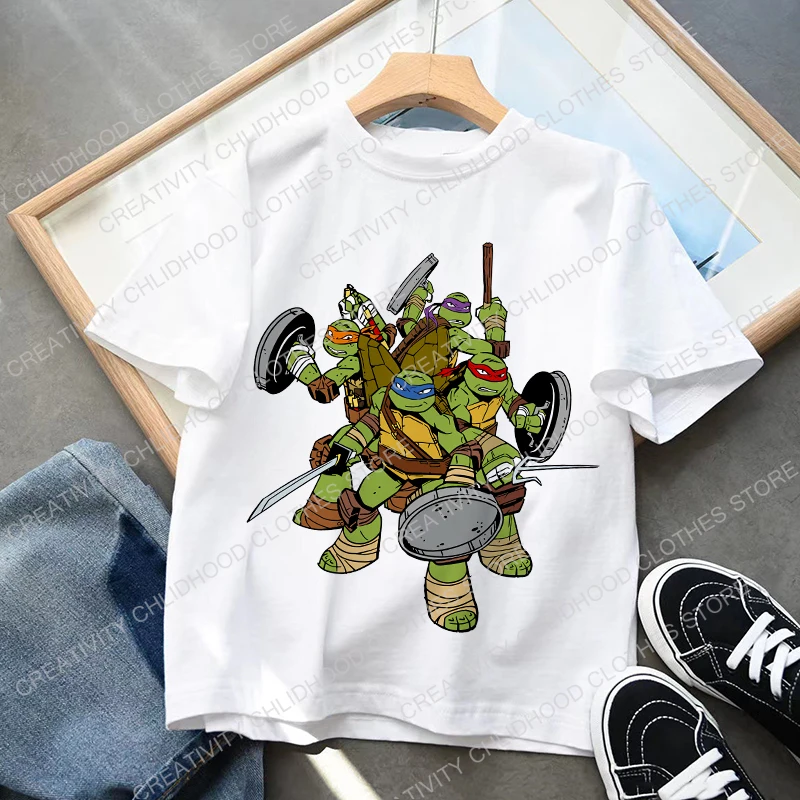 Детская футболка TMNT подростковые мутанты Черепашки-ниндзя кавайные аниме