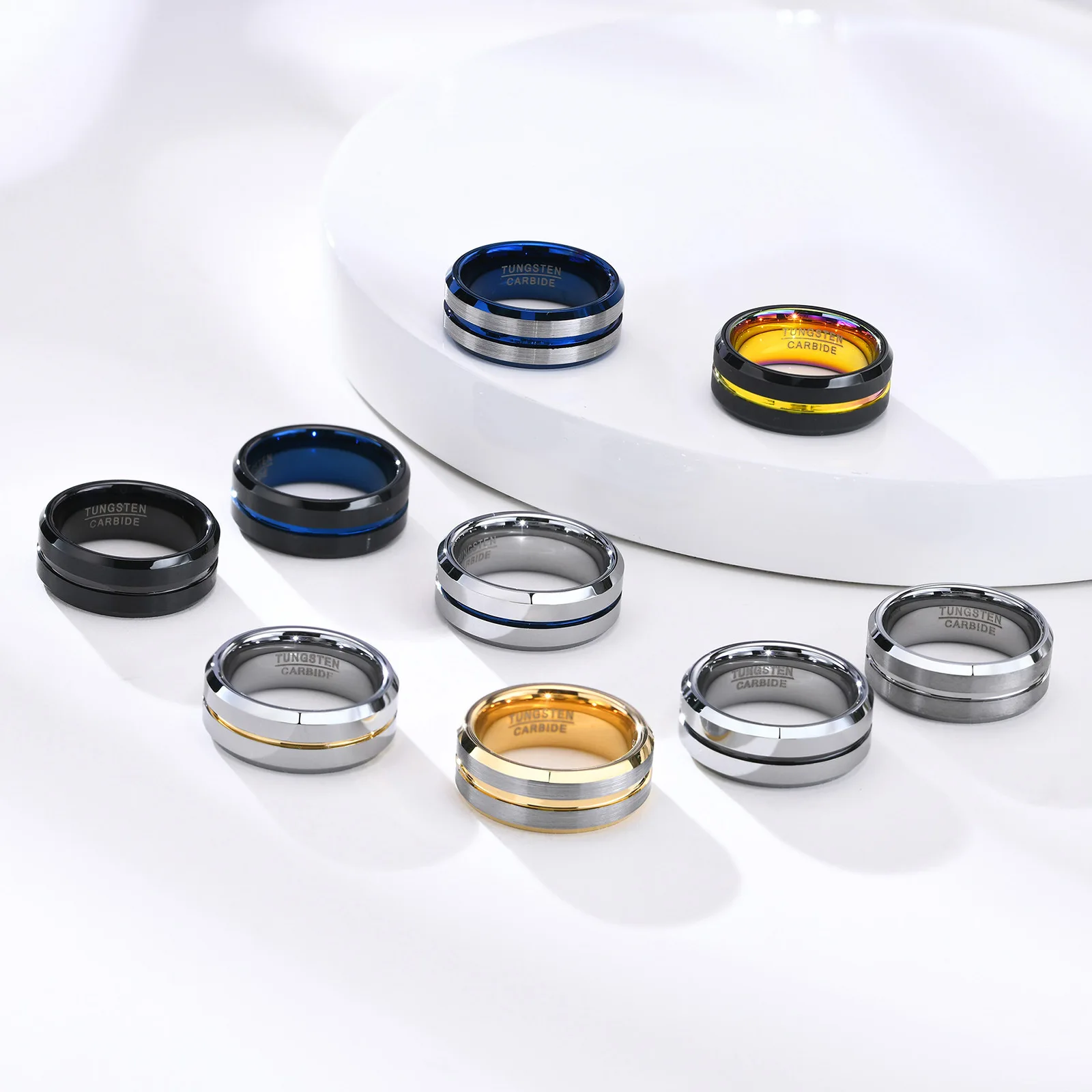 

Index Finger Ring 8mm Open Bottle Tungsten Steel Ring Trendy Men's Ring