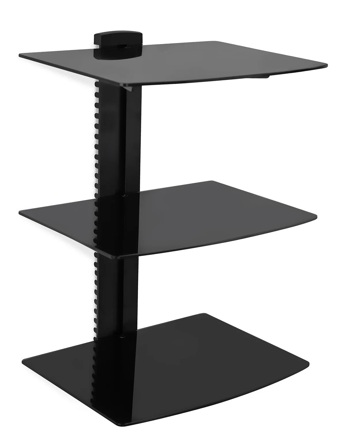 

Wall Mounted Floating Shelf Bracket Stand | 3 Shelves | Black | Tempered Glass